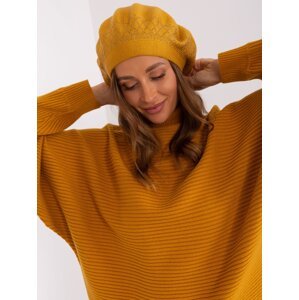 Mustard women's beret with appliqués