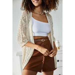 XHAN Women's Cream Knit Cardigan