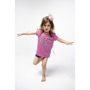 Girls' Ontega pyjamas, short sleeves, shorts - amaranth/navy blue