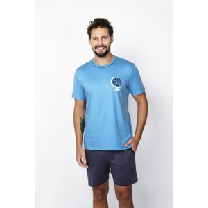 Men's Abril Pyjamas, Short Sleeves, Shorts - Blue/Navy Blue