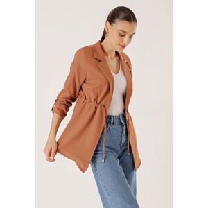 By Saygı Shawl Collar Sleeve Fold Waist Drawstring Lycra Jacket