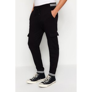 Trendyol Men's Black Regular/Regular Fit Cargo Pocket Striped Elastic Sweatpants