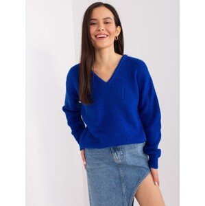 Cobalt blue oversize sweater with wool