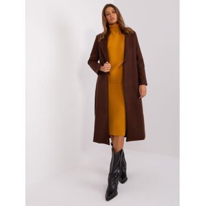 Women's dark brown coat with belt OCH BELLA