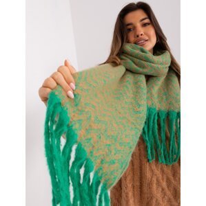 Women's scarf with green and camel pattern