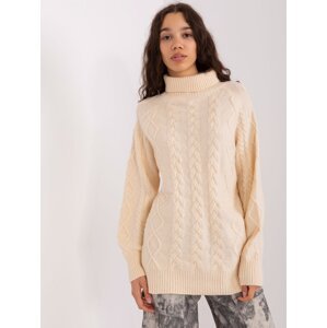 Light beige oversize sweater with cables
