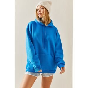 XHAN Turquoise Oversize Raised Hooded Sweatshirt