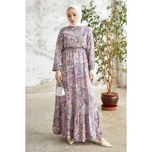 InStyle fialové viskózové hidžábové šaty s komplexnou kvetinovo - fialovou