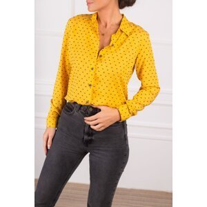 armonika Women's Mustard Patterned Long Sleeve Shirt