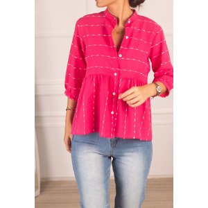 armonika Women's Fuchsia Six Shirred Quarter-Sleeve Shirt