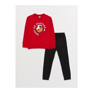 LC Waikiki Boys' Crew Neck Printed Long Sleeve Sweatshirts And Sweatpants.