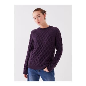 LC Waikiki Round Neck Women's Knitwear Sweater With Patterned Long Sleeves