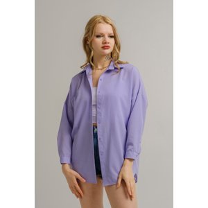 armonika Women's Lilac Oversize Long Basic Shirt