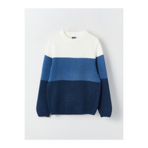 LC Waikiki Crew Neck Color Blocked Long Sleeve Boy's Knitwear Sweater