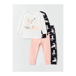 LC Waikiki Crew Neck Baby Girl Pajama Set, 2-Piece