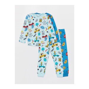 LC Waikiki Crew Neck Long Sleeve Printed Baby Boy Pajama Set, 2-Piece