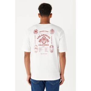AC&Co / Altınyıldız Classics Men's White Oversize Loose Fit Crew Neck 100% Cotton Printed T-Shirt