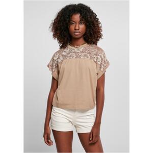 Women's Short Oversized Lace T-Shirt Softtaupe