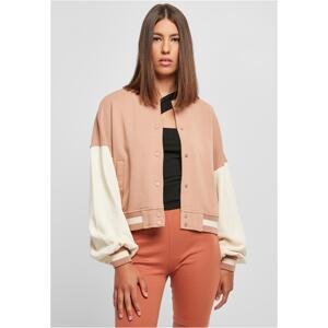Women's Oversized 2 Tone College Terry Jacket Amber/White Sand