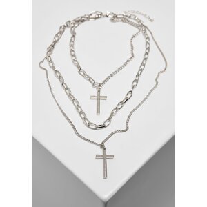 Silver necklace with cross layering