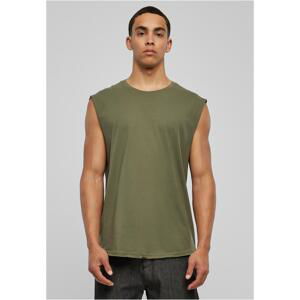 Olive sleeveless T-shirt with open brim