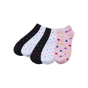No Show Socks Rainbow Dots 5-Pack White/Black/Hibiskuspink