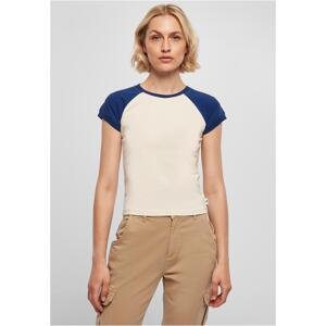 Women's Organic Stretch Short Retro Baseball T-Shirt White Sand/Space Blue