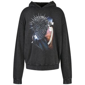 Thorned Mask Oversize Hoody Black with Acid Wash