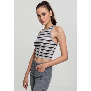 Women's T-Shirt Rib Stripe Cropped Top Dark/White/Grey