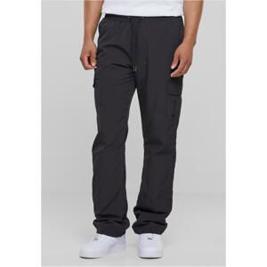 Nylon Cargo Pants Straight Leg Black