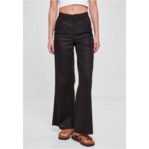 Women's High Canvas Mixed Wide Trousers Black