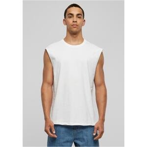 White sleeveless T-shirt with open brim