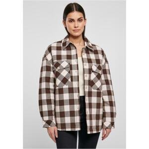 Women's flannel padded overshirt pink/brown