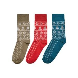 Norwegian Pattern Socks 3 Pack Huge Red/Jasper/Tiniolive