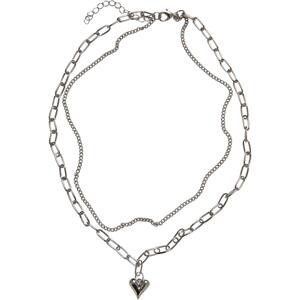 Silver necklace with heart icon layering