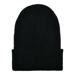 Ribbed knit cap made of recycled yarn black