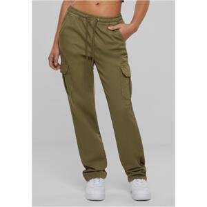 Women's high-waisted twill trousers Cargo Tiniolive
