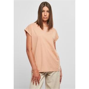 Women's T-shirt with an extended shoulder in amber color