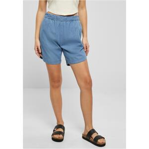 Women's light-colored skyblue denim shorts washed