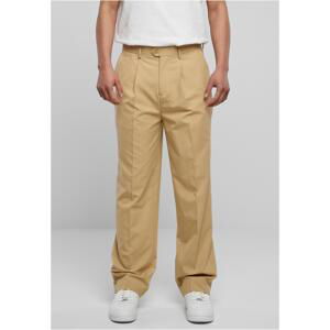 Straight pleated trousers in beige