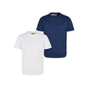 Basic T-shirt for boys made of organic cotton, 2 pack, white/navy blue