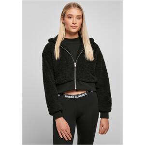 Women's short oversized jacket Sherpa black