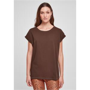 Women's T-shirt with extended shoulder brown