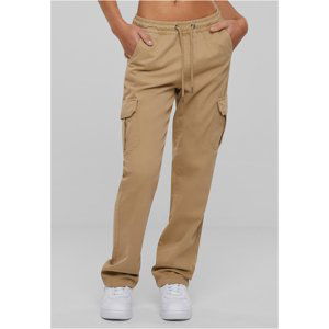 Women's high-waisted twill trousers unionbeige