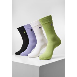 Heart Socks 4-Pack Black+Lilac+Lime+White