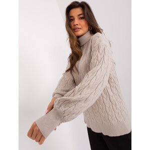 Beige turtleneck with cables