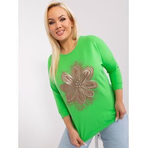 Light green plus size blouse with appliqués