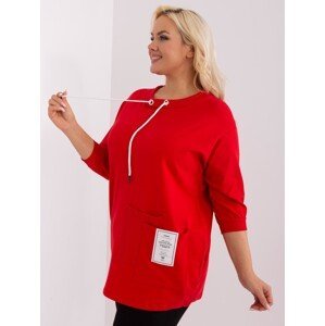 Red loose cotton blouse plus size