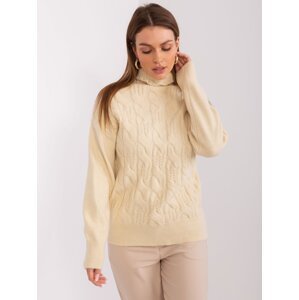 Light beige women's sweater with cables