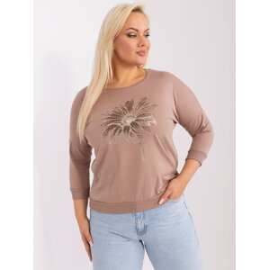 Dark beige plus size blouse with appliqué